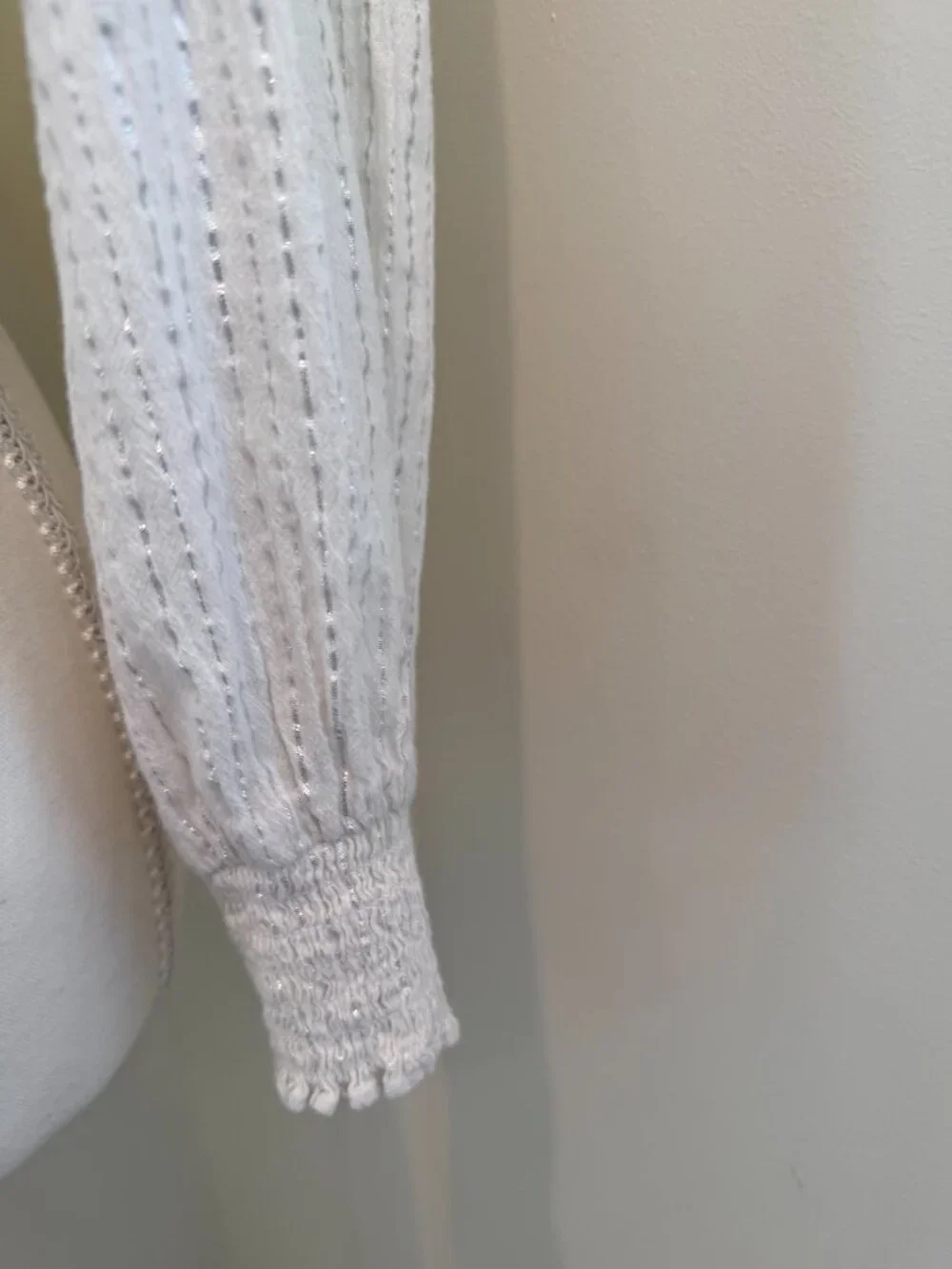 Boden White and Silver Lurex Smocked Crop Top in Size 8